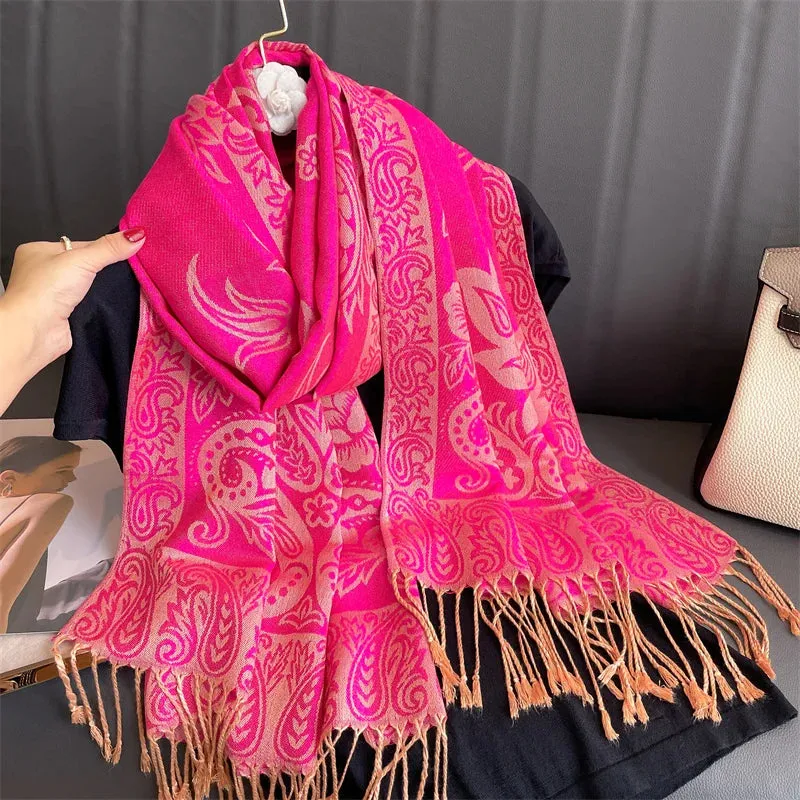 Tassel Blanket Design Thick Pashmina Shawl Wrap Scarf