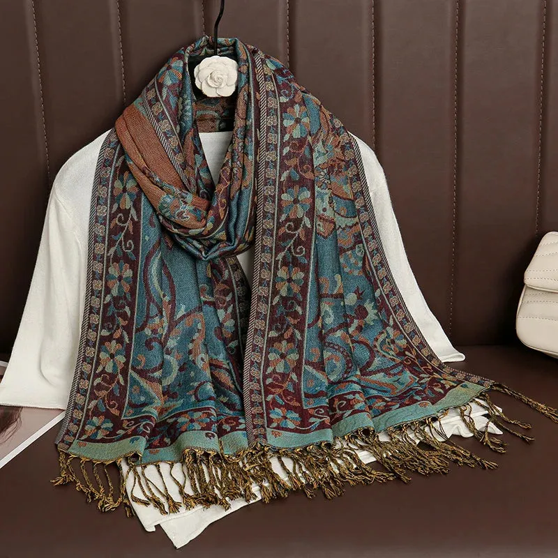 Tassel Blanket Design Thick Pashmina Shawl Wrap Scarf