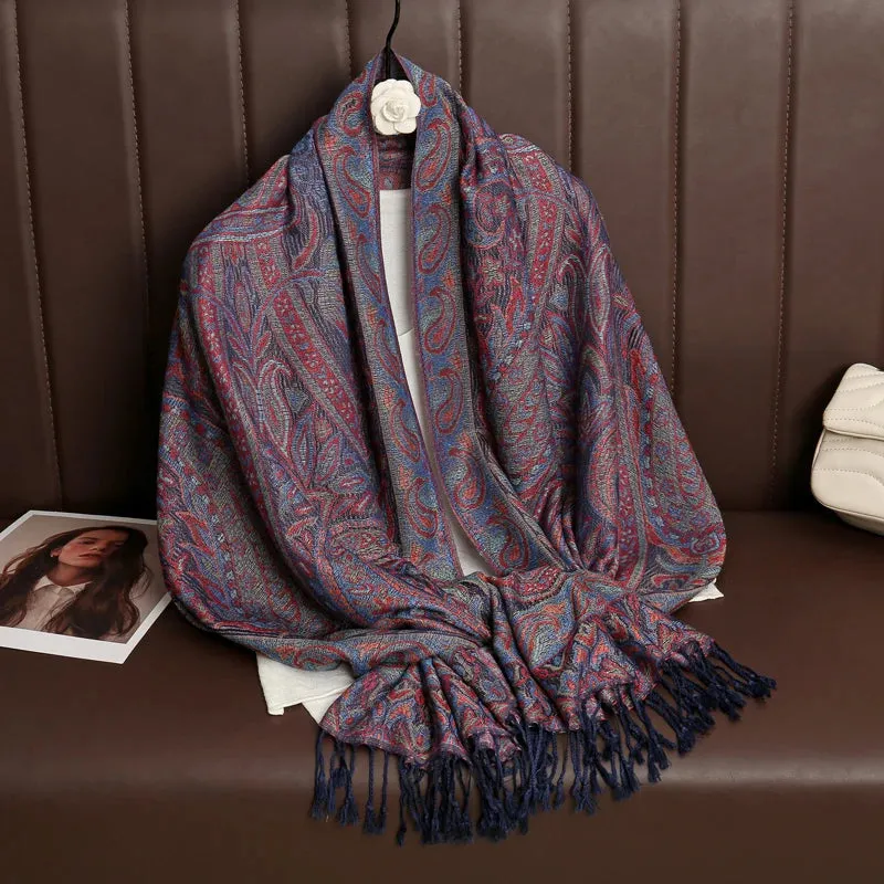Tassel Blanket Design Thick Pashmina Shawl Wrap Scarf