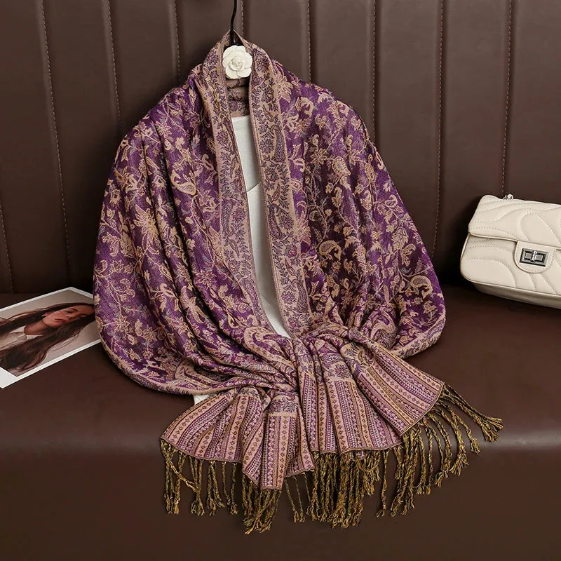 Tassel Blanket Design Thick Pashmina Shawl Wrap Scarf