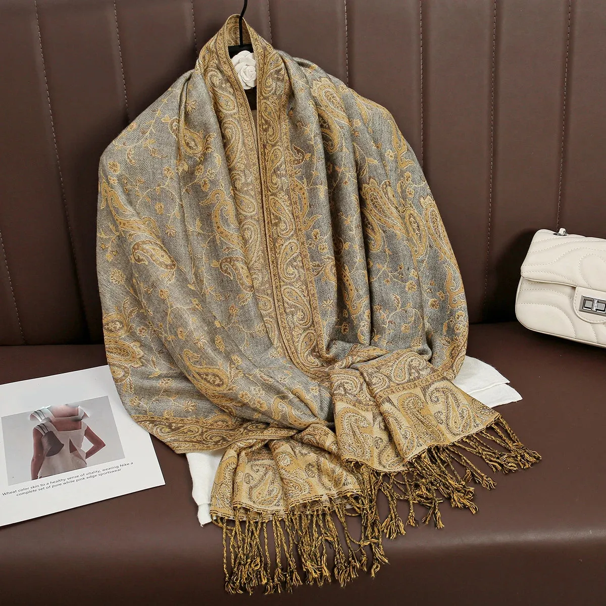 Tassel Blanket Design Thick Pashmina Shawl Wrap Scarf