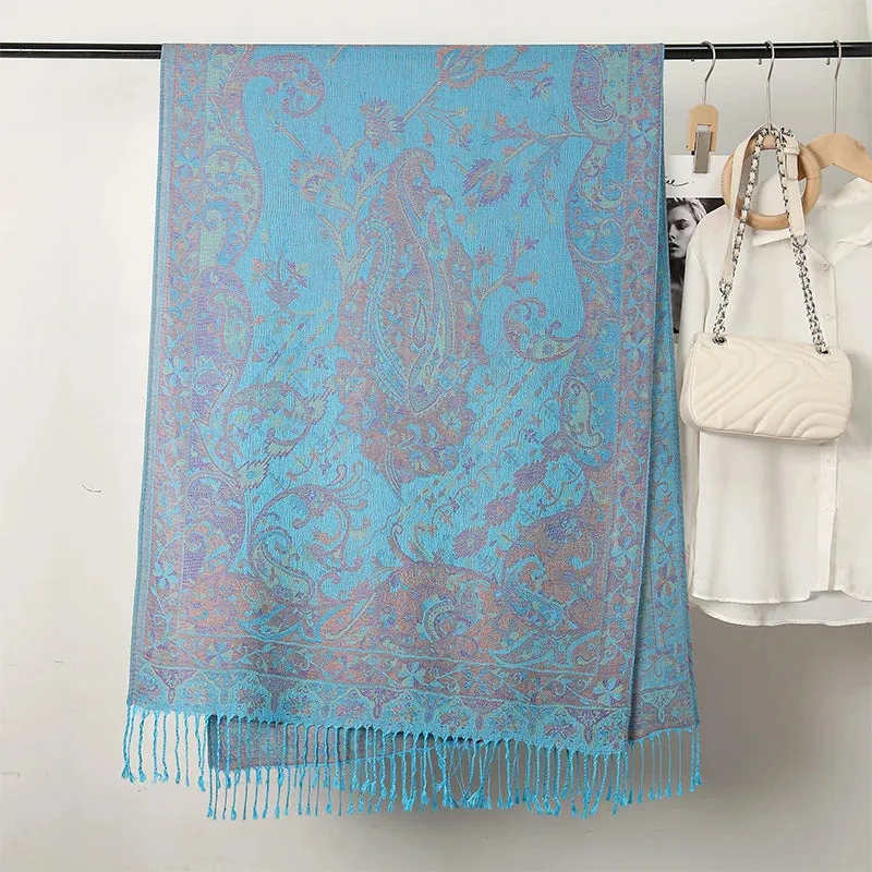 Tassel Blanket Design Thick Pashmina Shawl Wrap Scarf
