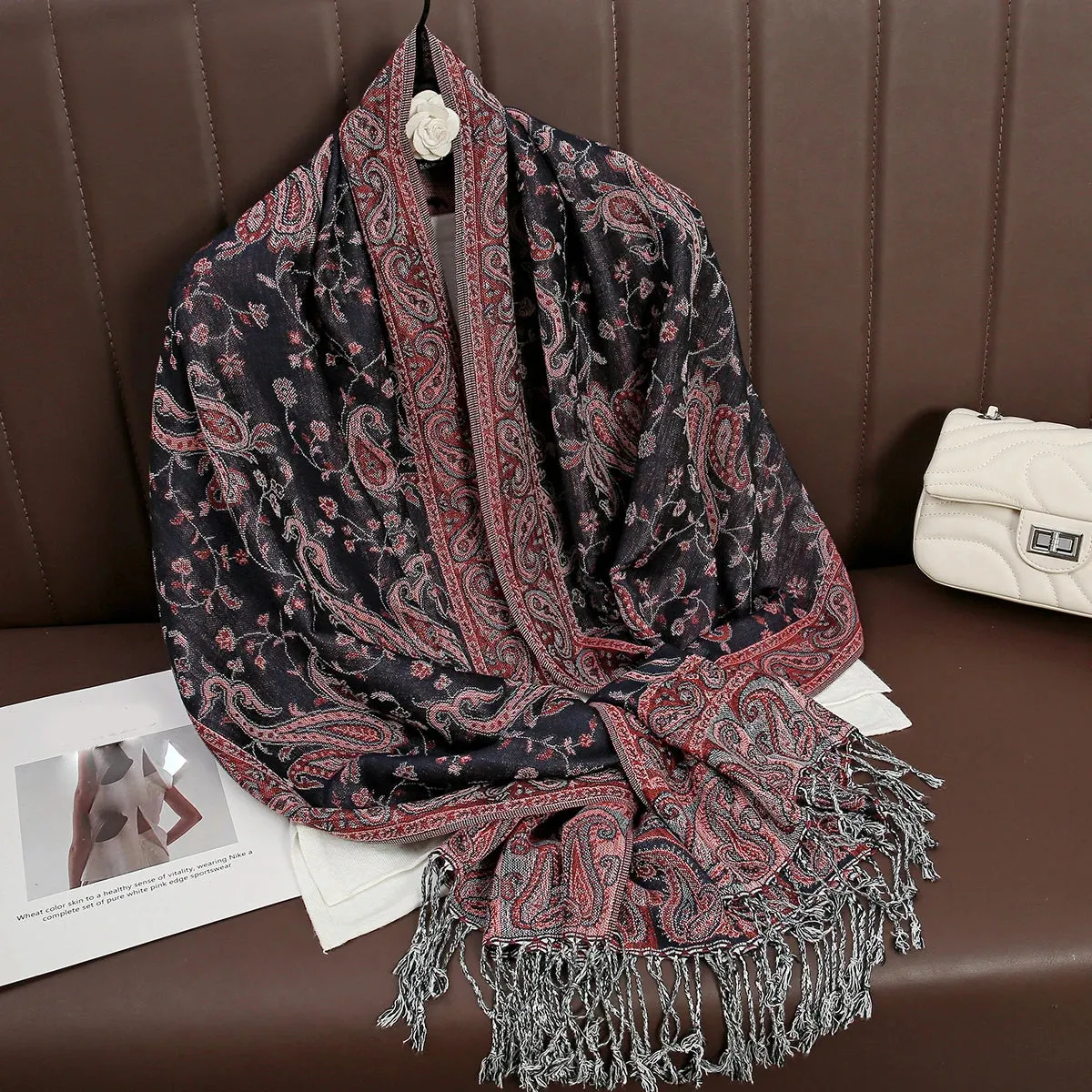 Tassel Blanket Design Thick Pashmina Shawl Wrap Scarf