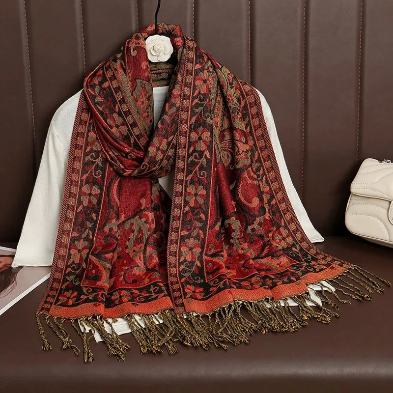 Tassel Blanket Design Thick Pashmina Shawl Wrap Scarf