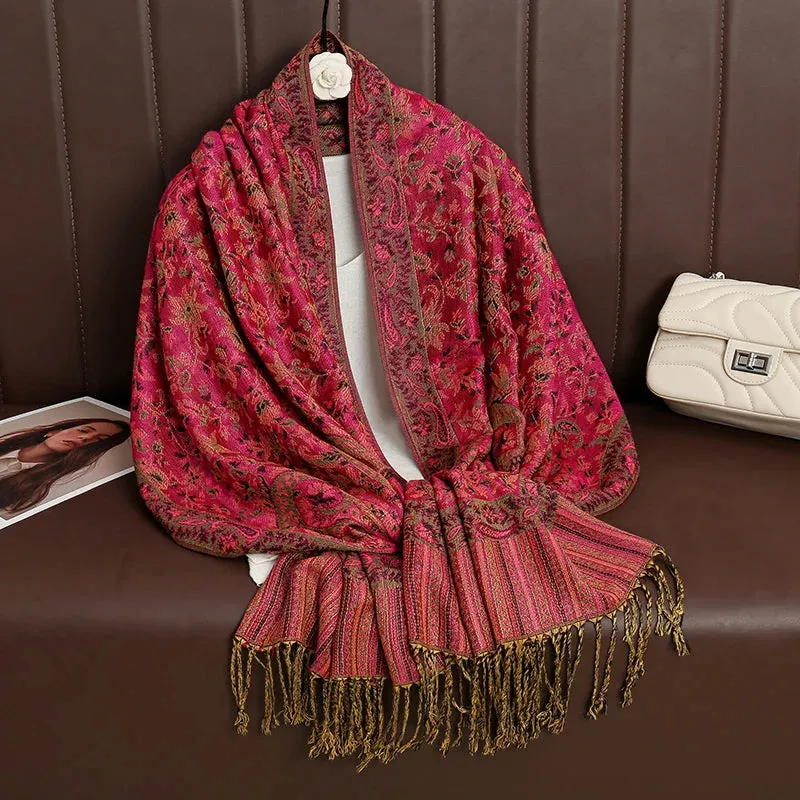 Tassel Blanket Design Thick Pashmina Shawl Wrap Scarf