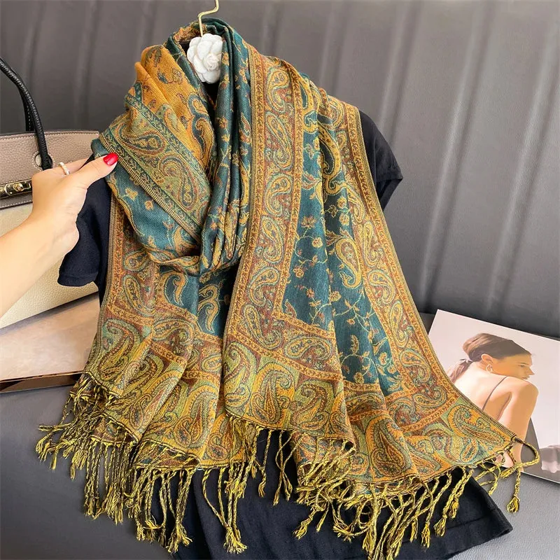 Tassel Blanket Design Thick Pashmina Shawl Wrap Scarf