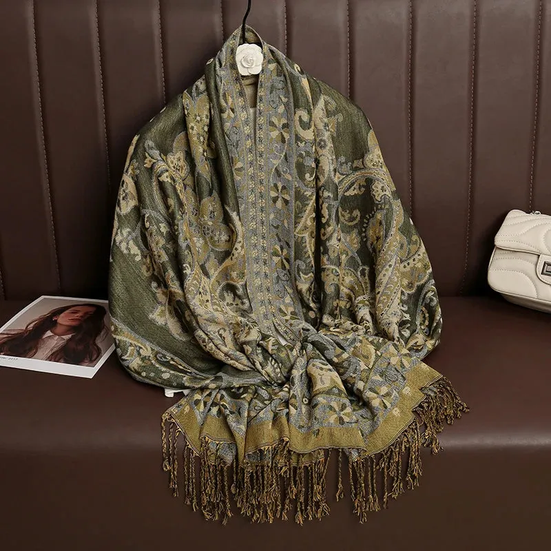Tassel Blanket Design Thick Pashmina Shawl Wrap Scarf