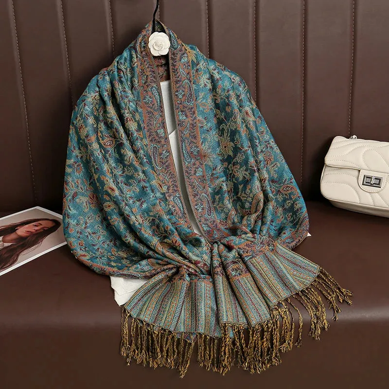 Tassel Blanket Design Thick Pashmina Shawl Wrap Scarf