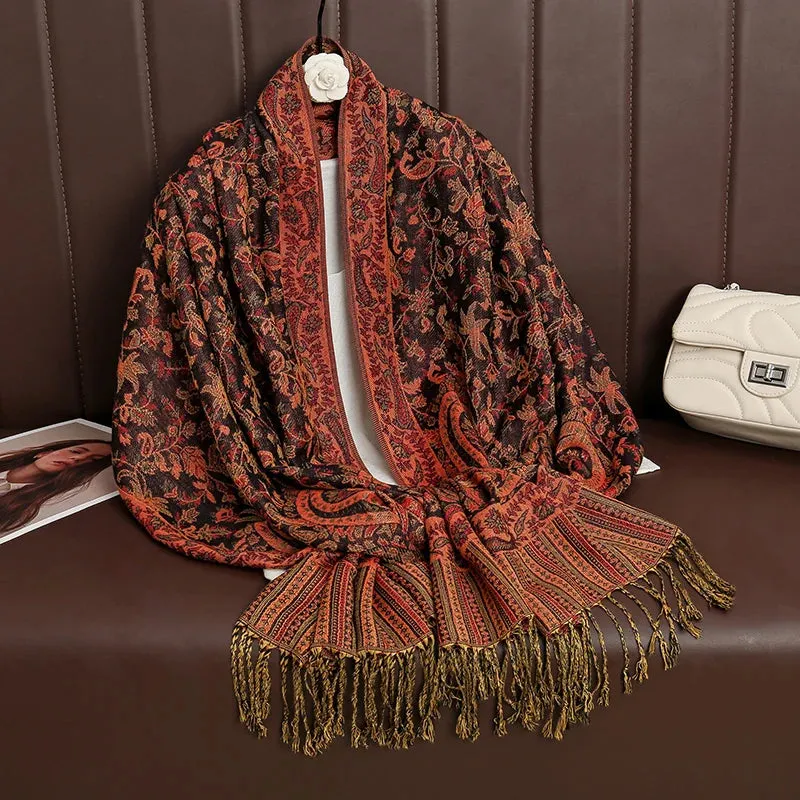 Tassel Blanket Design Thick Pashmina Shawl Wrap Scarf