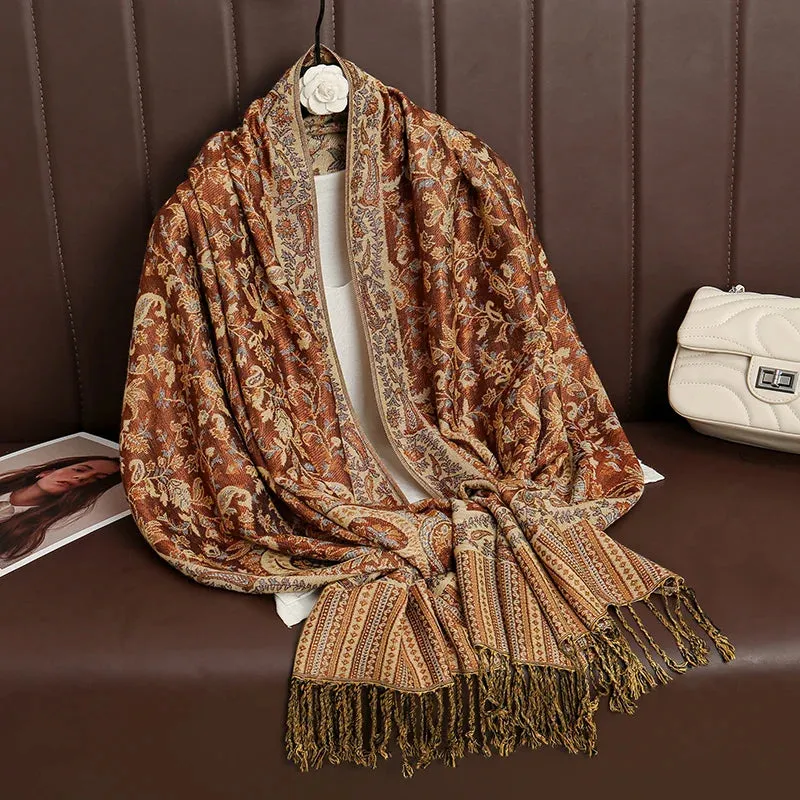 Tassel Blanket Design Thick Pashmina Shawl Wrap Scarf