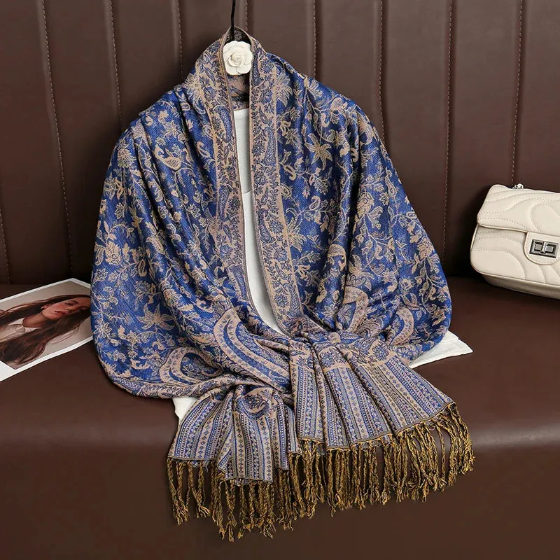 Tassel Blanket Design Thick Pashmina Shawl Wrap Scarf