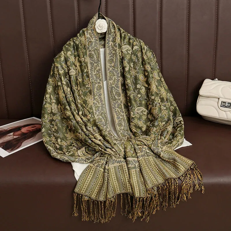 Tassel Blanket Design Thick Pashmina Shawl Wrap Scarf