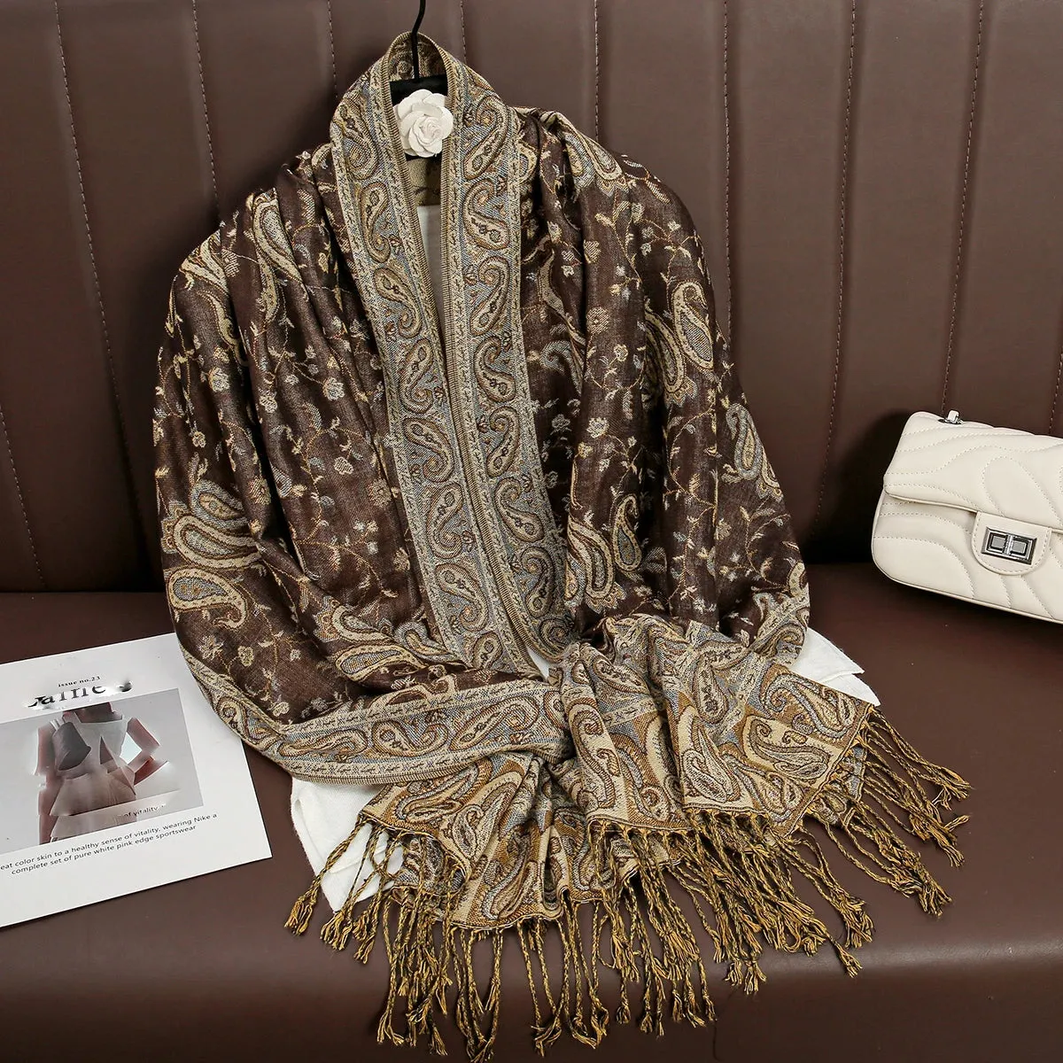 Tassel Blanket Design Thick Pashmina Shawl Wrap Scarf