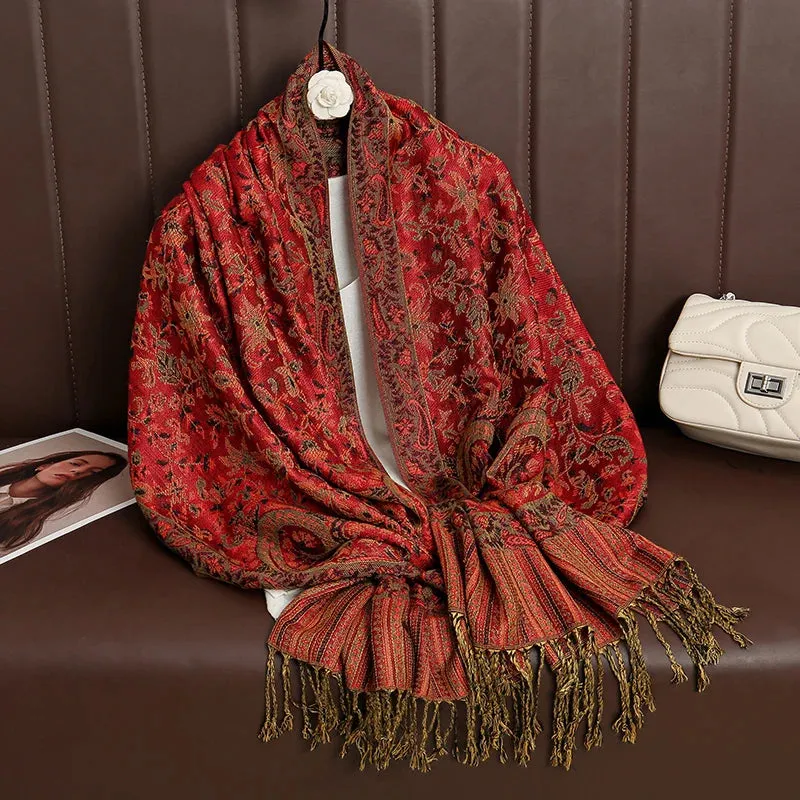 Tassel Blanket Design Thick Pashmina Shawl Wrap Scarf