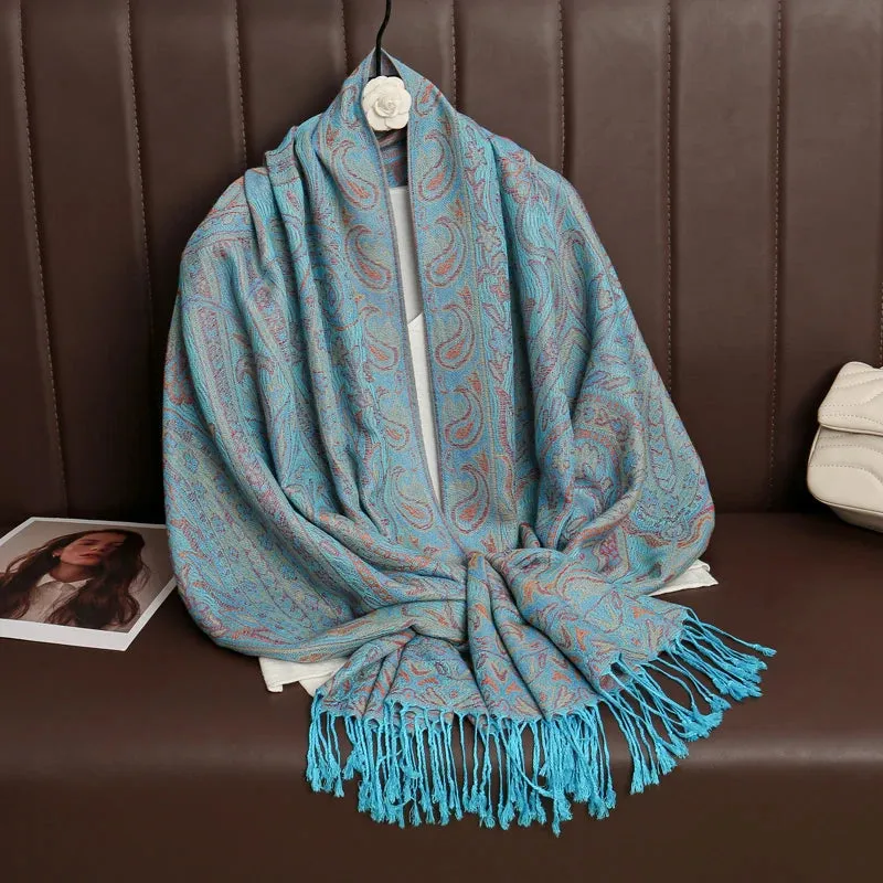 Tassel Blanket Design Thick Pashmina Shawl Wrap Scarf