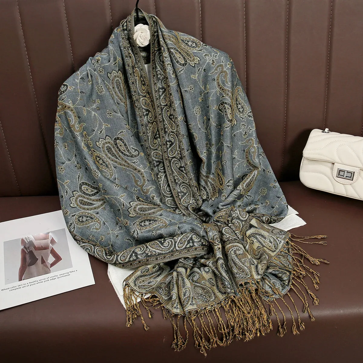 Tassel Blanket Design Thick Pashmina Shawl Wrap Scarf
