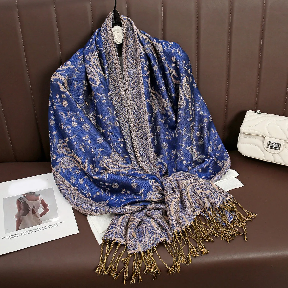 Tassel Blanket Design Thick Pashmina Shawl Wrap Scarf