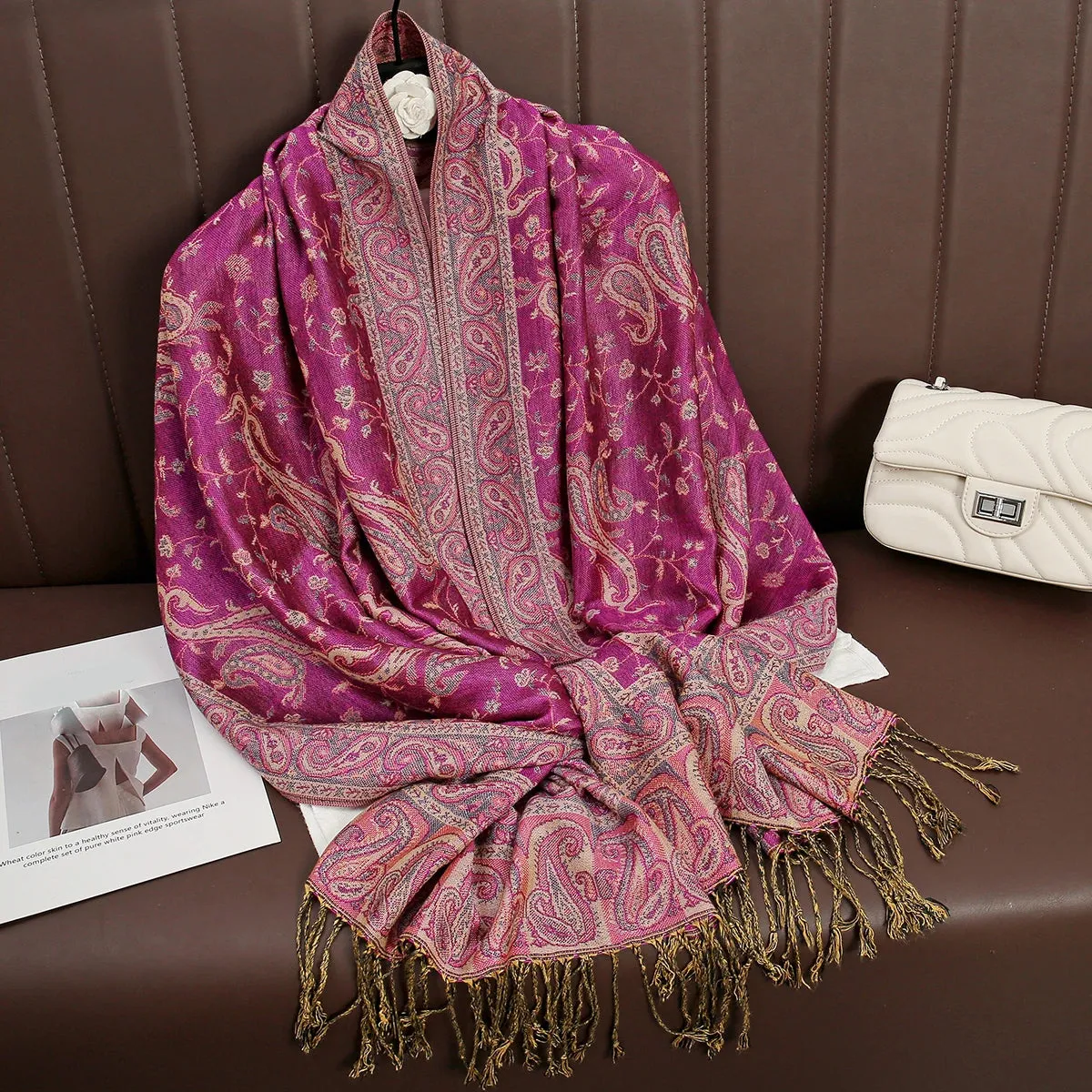 Tassel Blanket Design Thick Pashmina Shawl Wrap Scarf