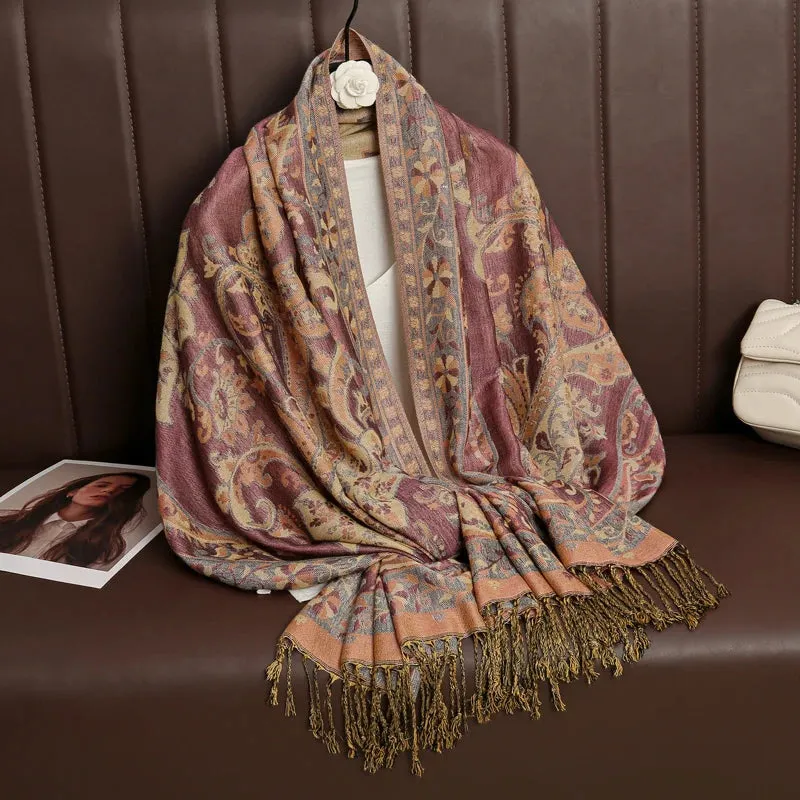 Tassel Blanket Design Thick Pashmina Shawl Wrap Scarf