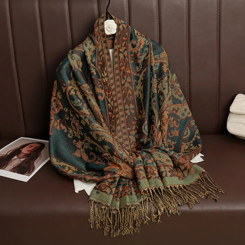 Tassel Blanket Design Thick Pashmina Shawl Wrap Scarf