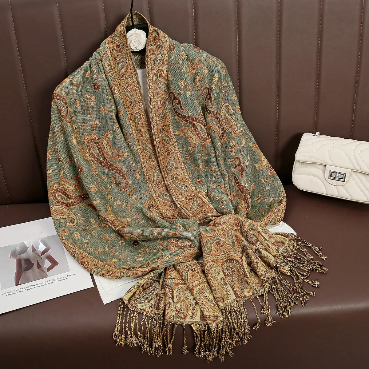 Tassel Blanket Design Thick Pashmina Shawl Wrap Scarf