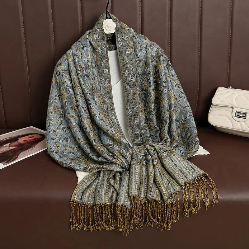 Tassel Blanket Design Thick Pashmina Shawl Wrap Scarf