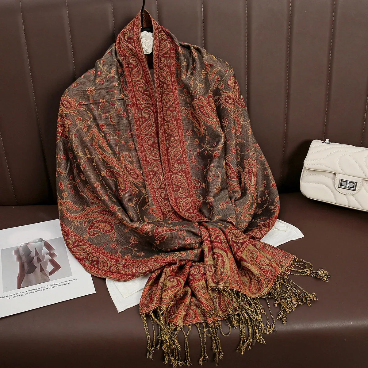 Tassel Blanket Design Thick Pashmina Shawl Wrap Scarf