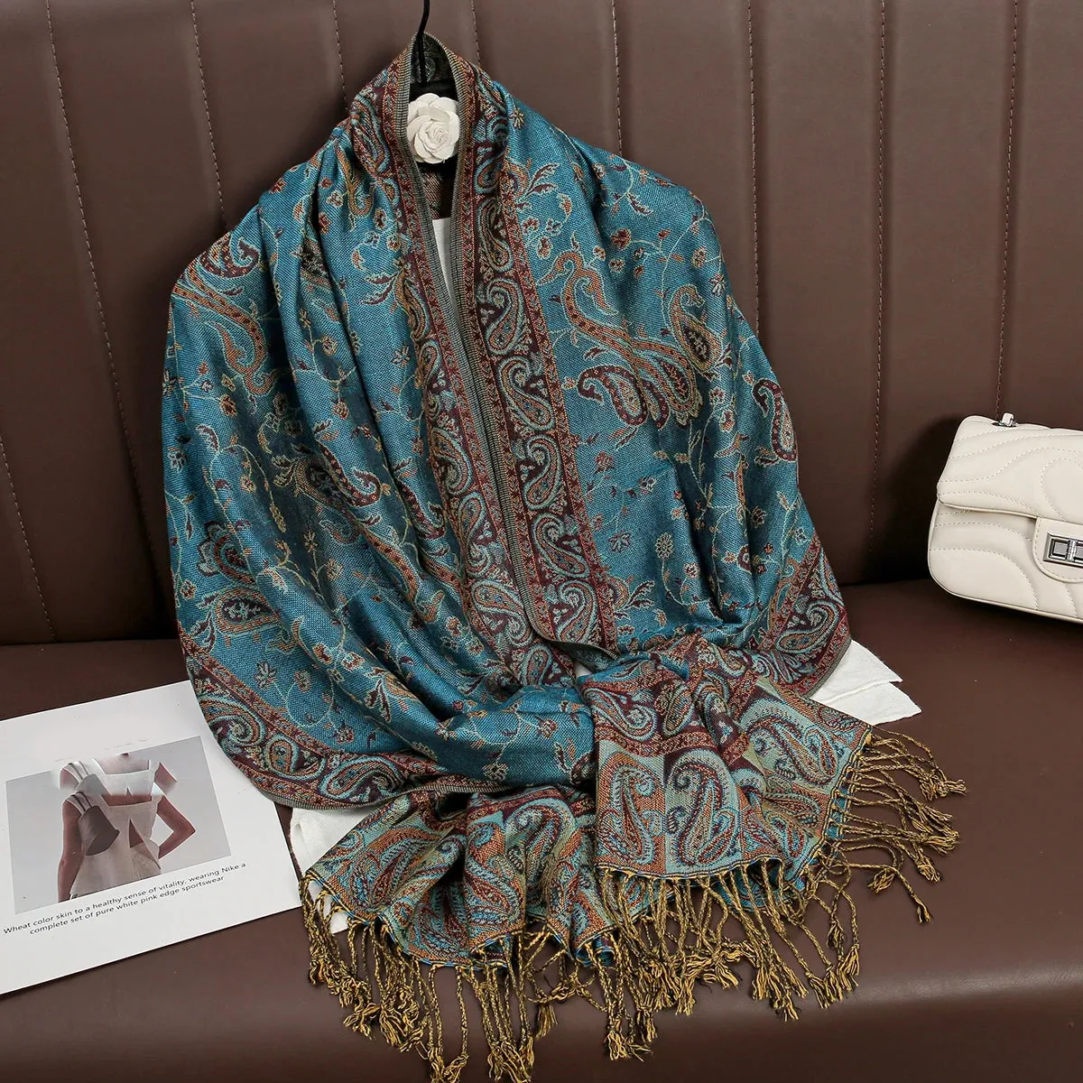 Tassel Blanket Design Thick Pashmina Shawl Wrap Scarf