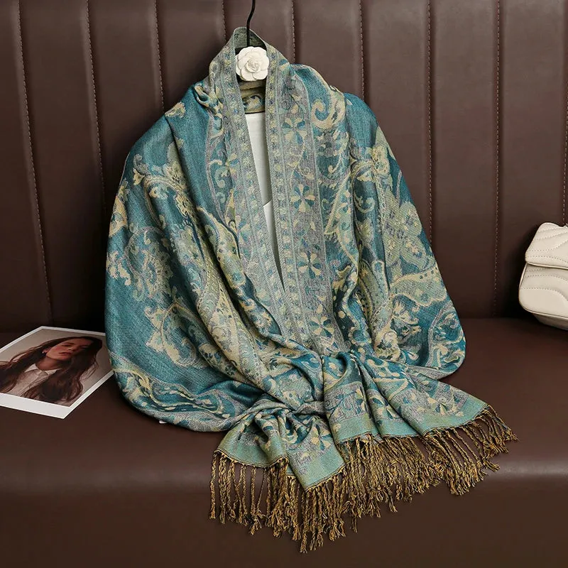 Tassel Blanket Design Thick Pashmina Shawl Wrap Scarf
