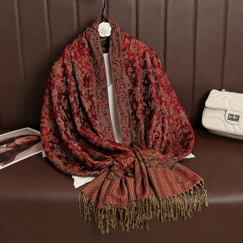 Tassel Blanket Design Thick Pashmina Shawl Wrap Scarf