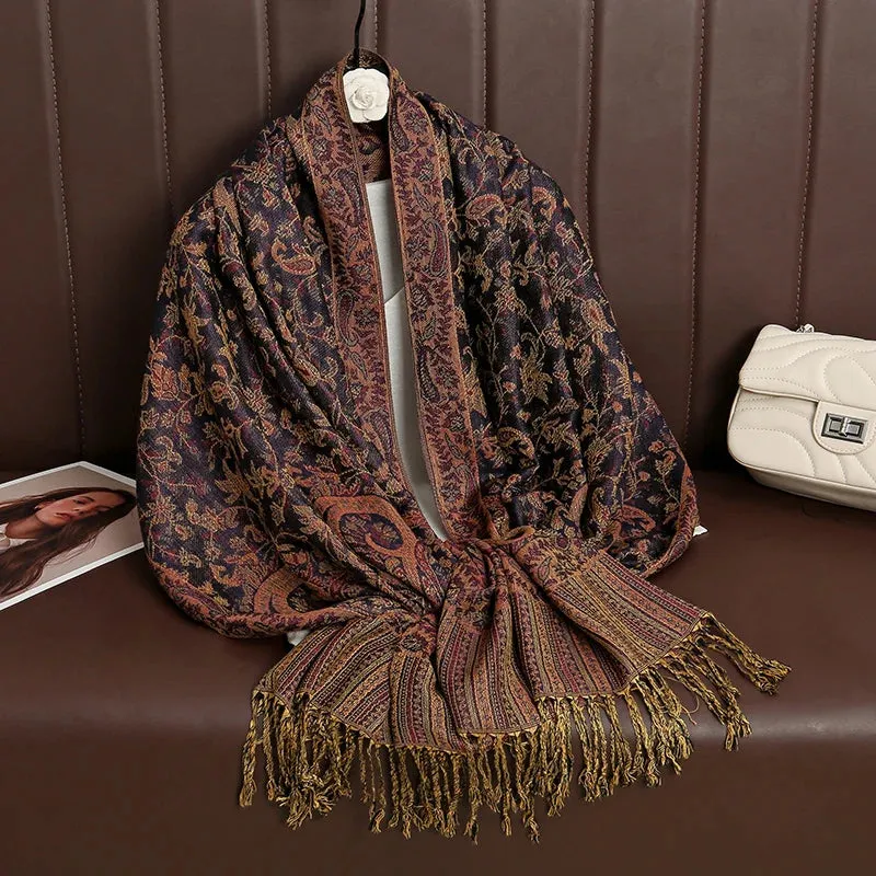 Tassel Blanket Design Thick Pashmina Shawl Wrap Scarf