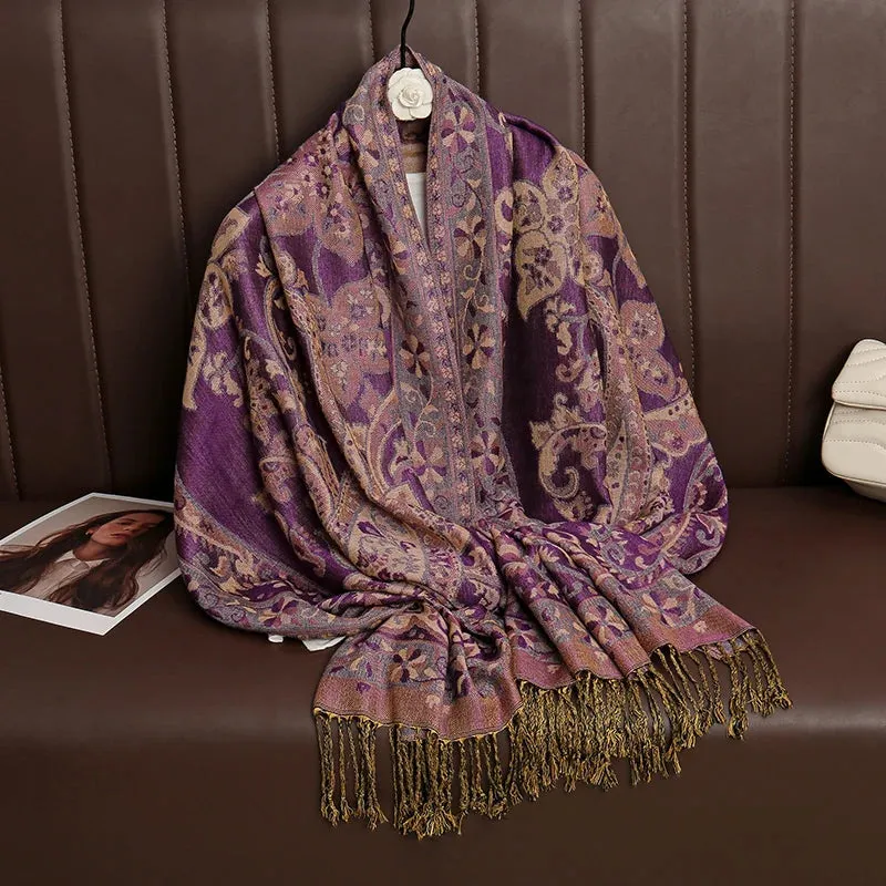 Tassel Blanket Design Thick Pashmina Shawl Wrap Scarf