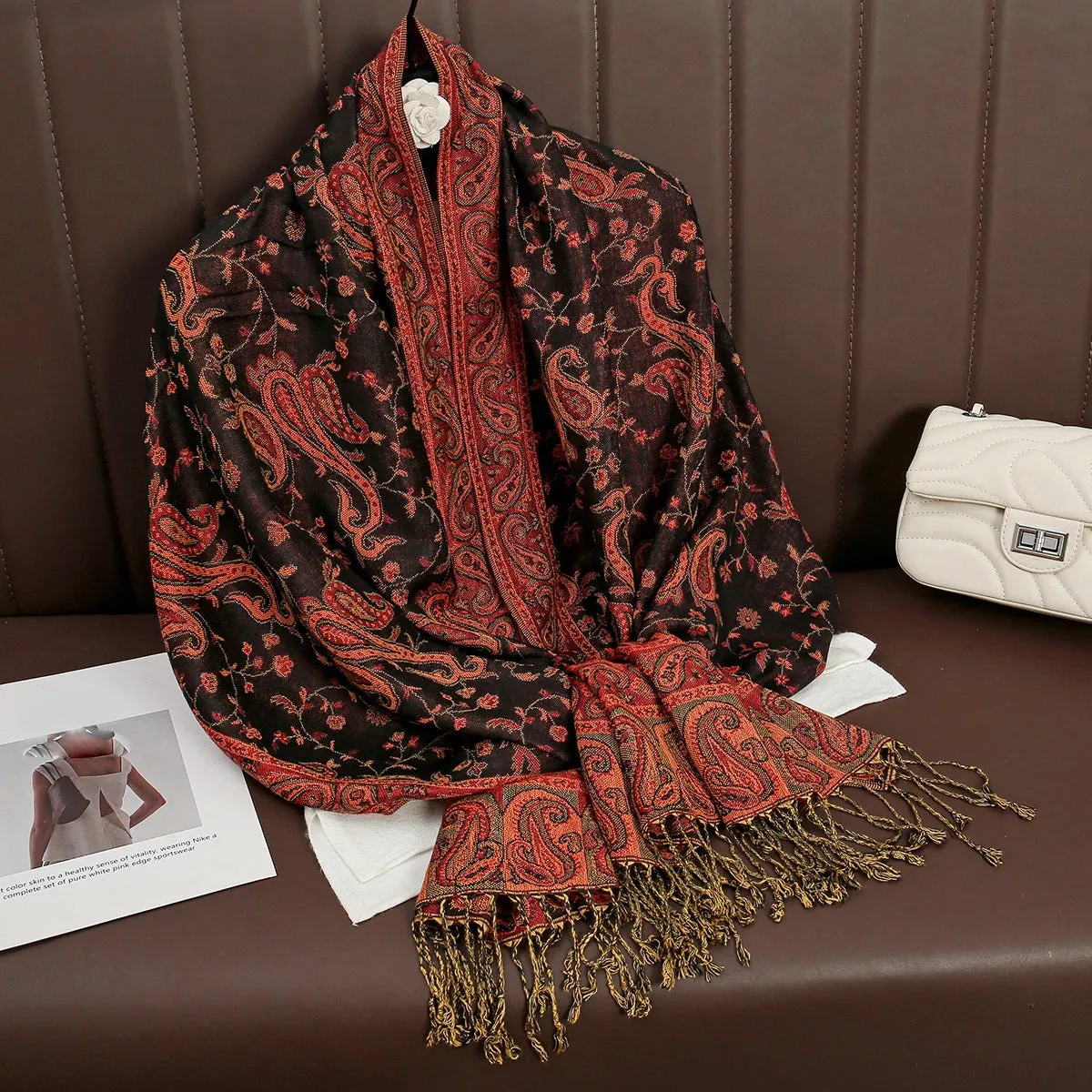 Tassel Blanket Design Thick Pashmina Shawl Wrap Scarf