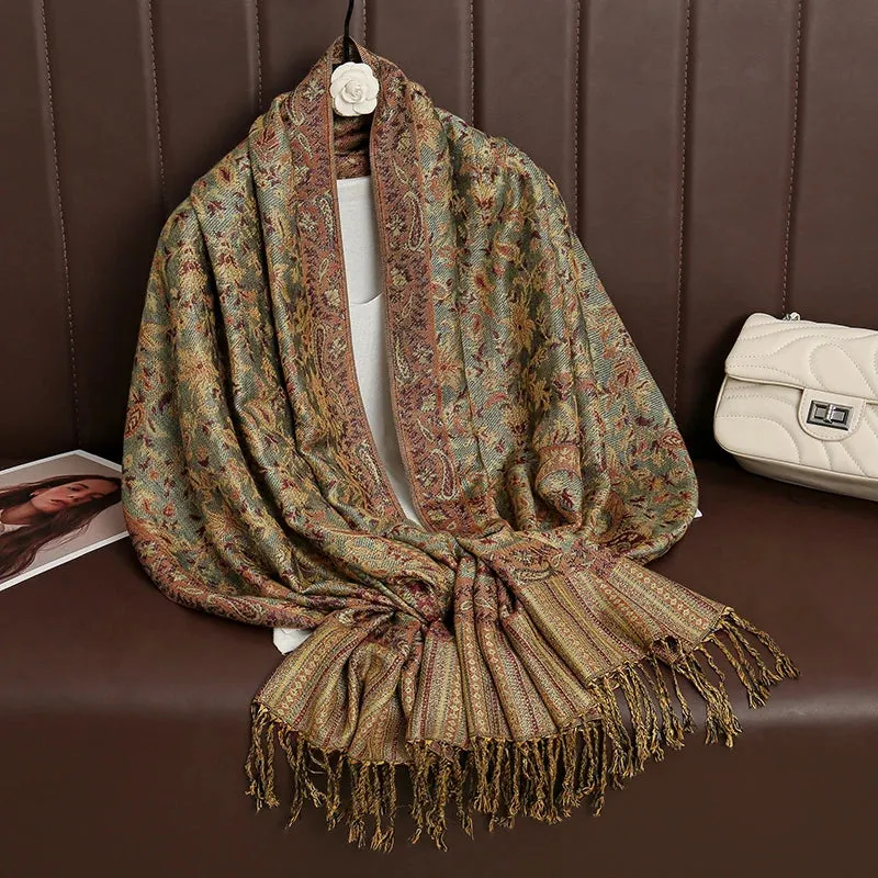 Tassel Blanket Design Thick Pashmina Shawl Wrap Scarf