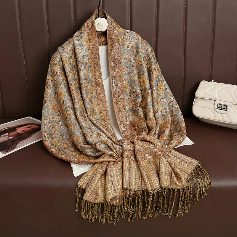 Tassel Blanket Design Thick Pashmina Shawl Wrap Scarf