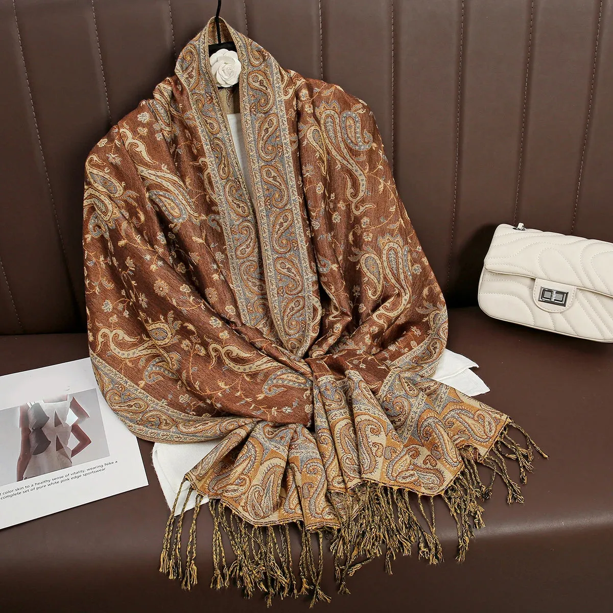 Tassel Blanket Design Thick Pashmina Shawl Wrap Scarf