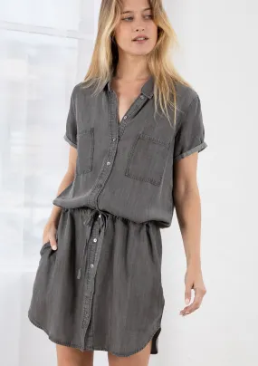 Tencel Short Sleeve Mini Shirt Dress