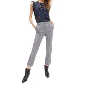 TOMMY HILFIGER Fauna Slim Checked Trousers in Grey - Size 12/14