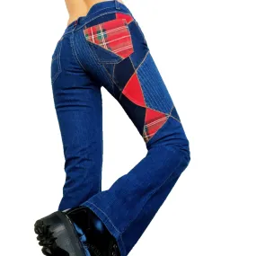 Tommy Vintage Plaid Patchwork Jeans (S)