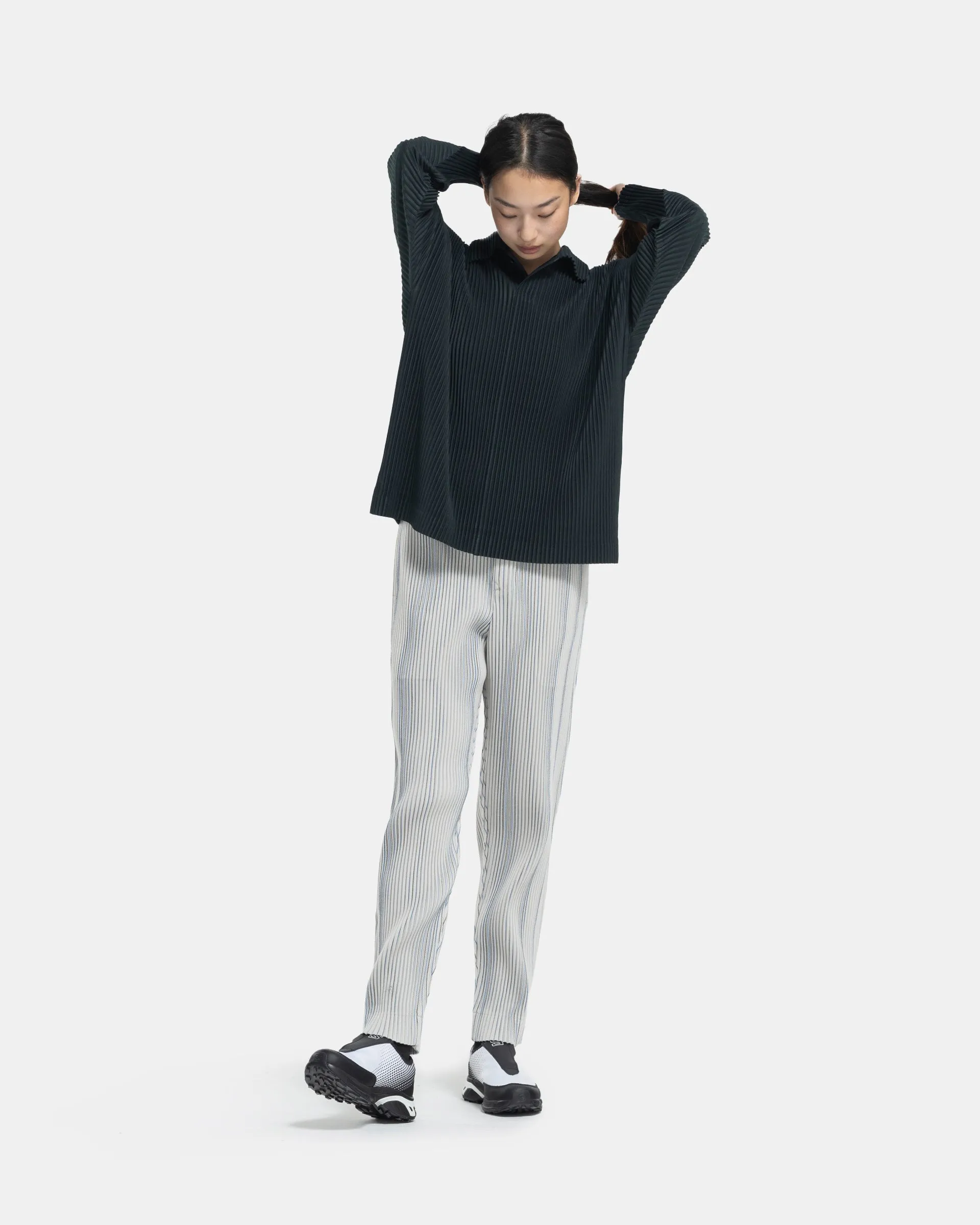 Tweed Pleated Pants in Ivory