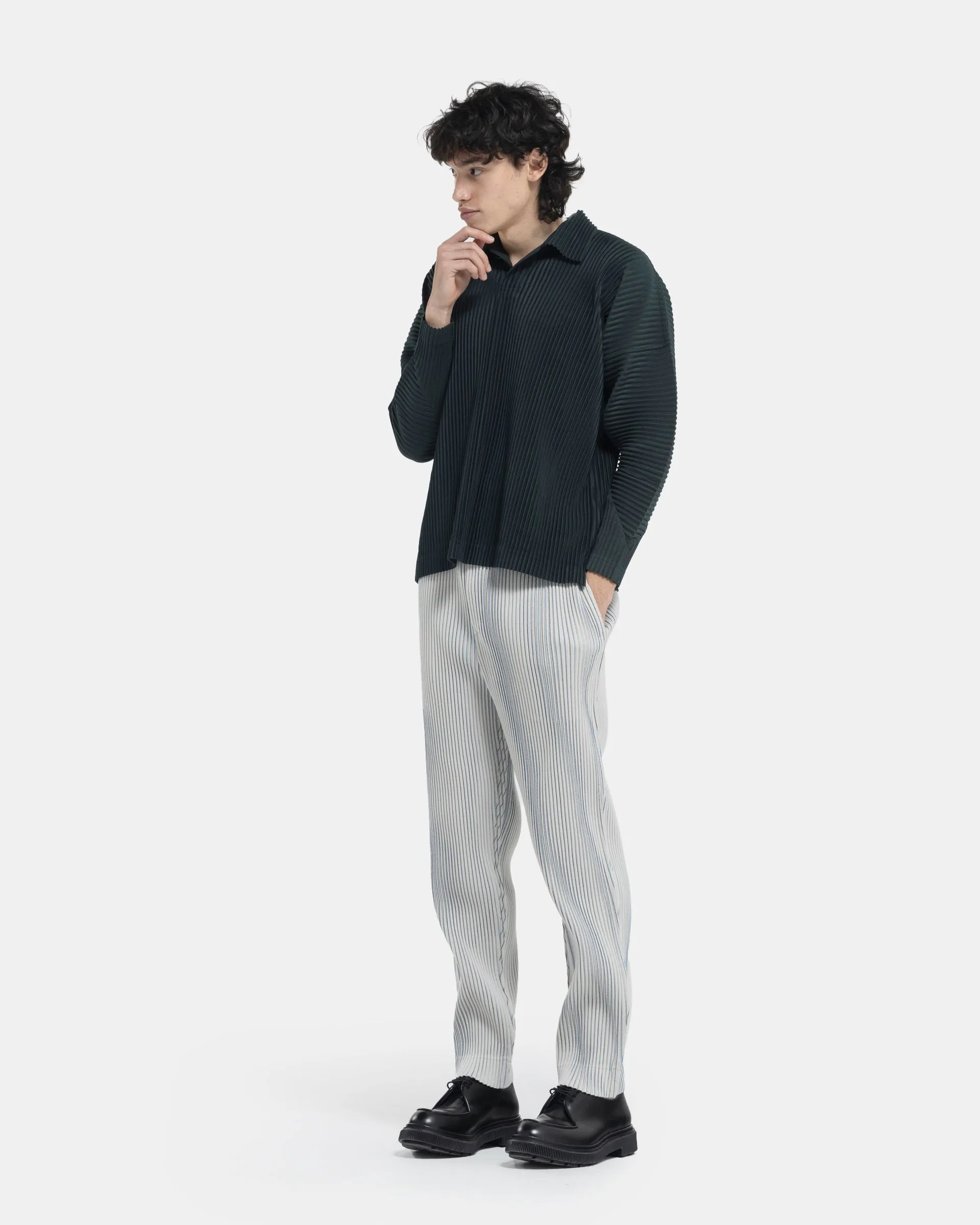 Tweed Pleated Pants in Ivory
