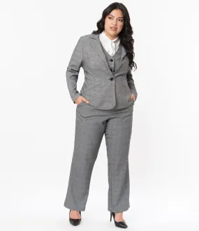 Unique Vintage Plus Size Grey Glen Check Dietrich Pants