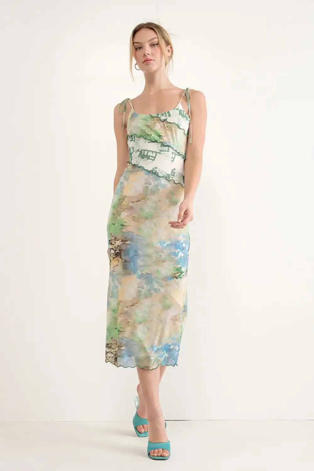 Van Gogh Your Way Mesh Midi Dress