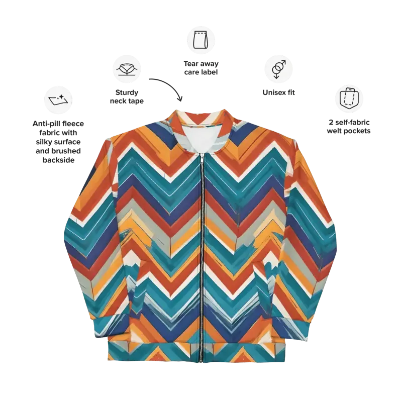 Vibrant Bomber Jacket with Stiped Zigzag Pattern