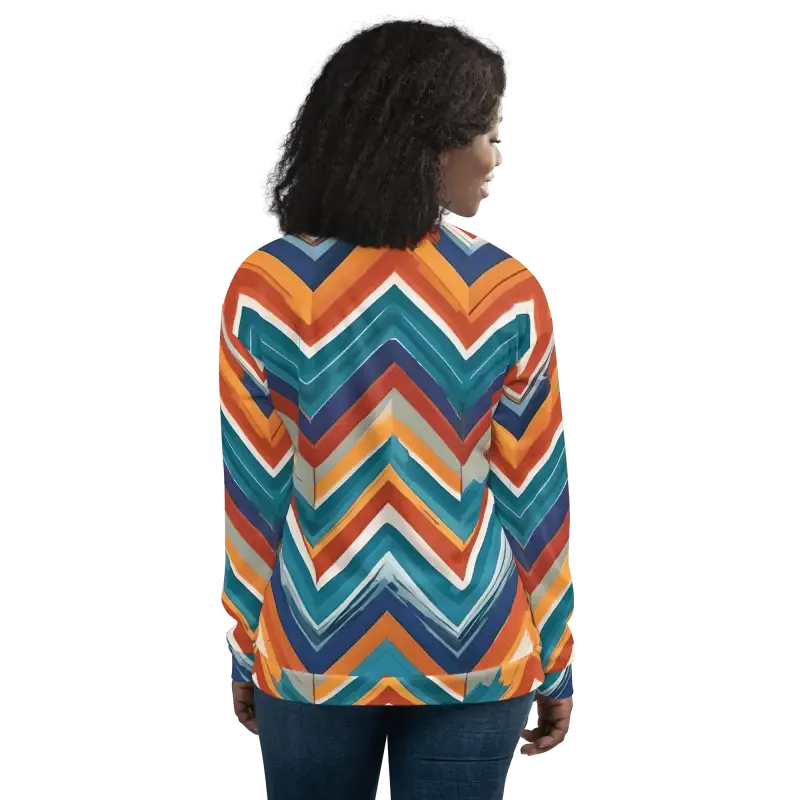 Vibrant Bomber Jacket with Stiped Zigzag Pattern