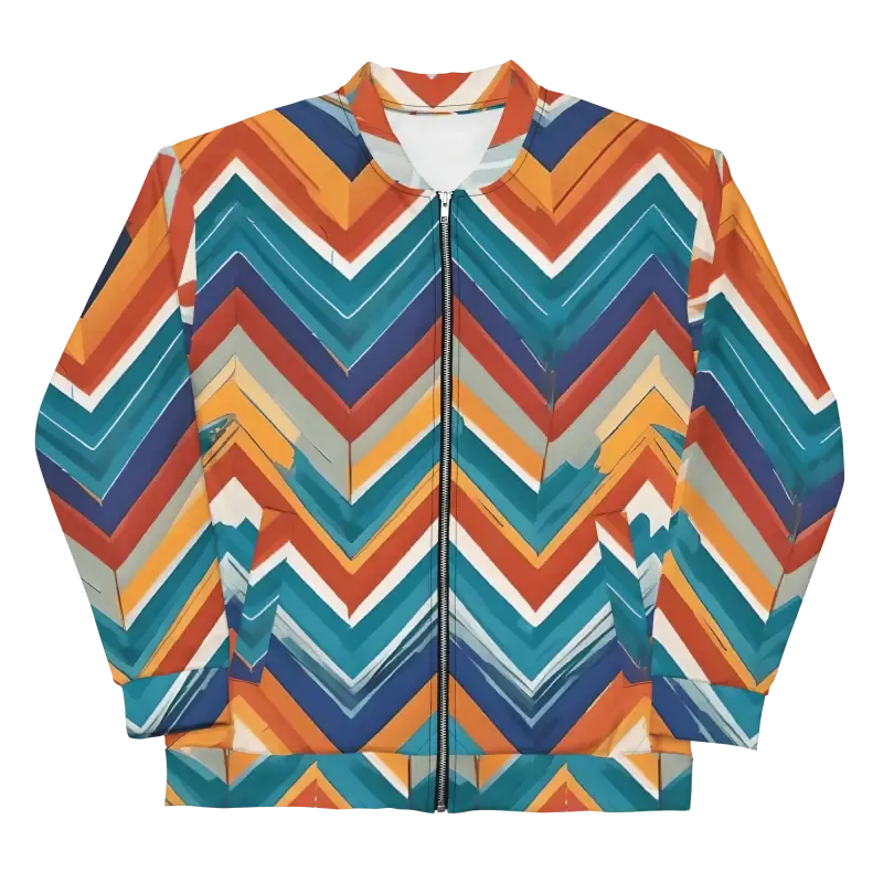 Vibrant Bomber Jacket with Stiped Zigzag Pattern