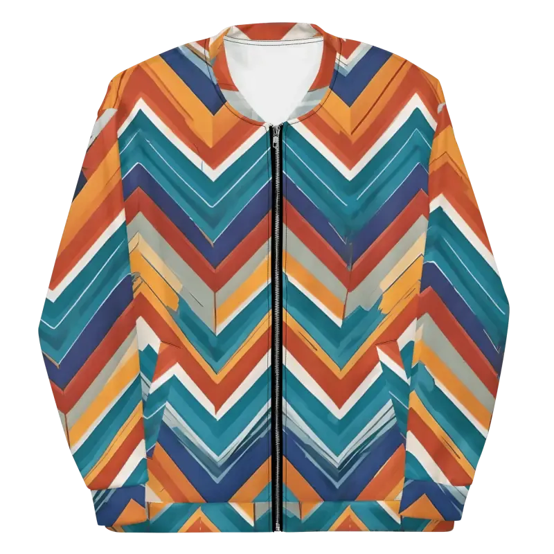Vibrant Bomber Jacket with Stiped Zigzag Pattern