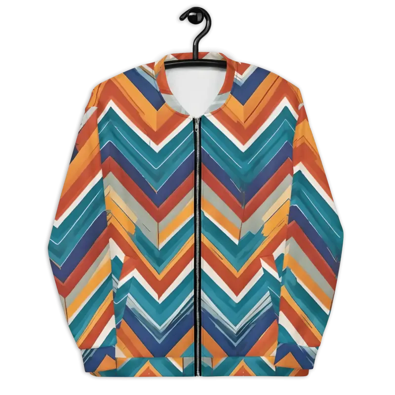 Vibrant Bomber Jacket with Stiped Zigzag Pattern