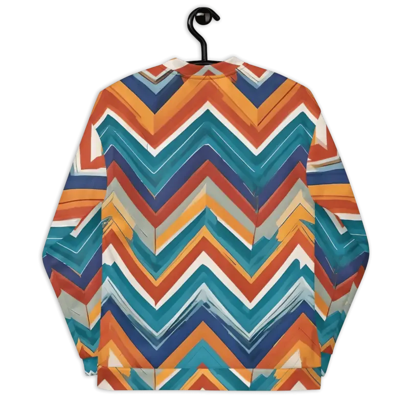 Vibrant Bomber Jacket with Stiped Zigzag Pattern