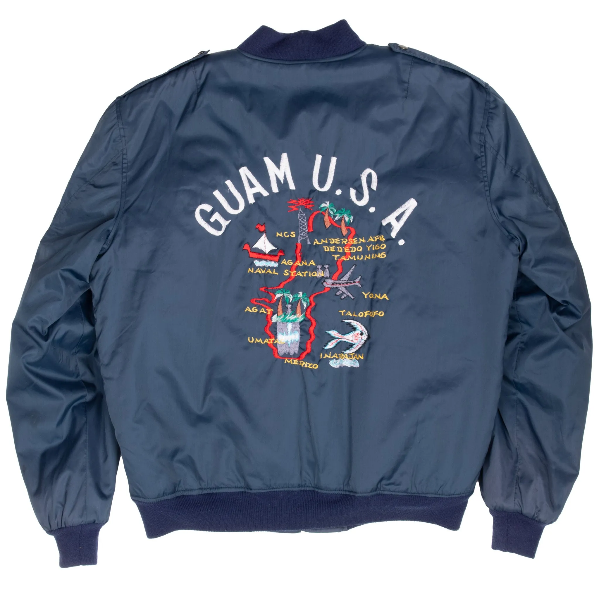 VINTAGE GUAM EMBROIDERED SOUVENIR BOMBER JACKET XL